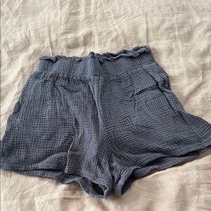 Monrow Charcoal Gray High-Waist Gauze Shorts